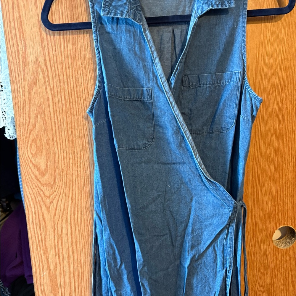 Old Navy Sleeveless Denim Wrap Dress